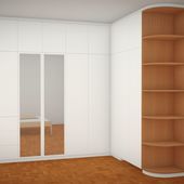 Schlafzimmerschrank mit Spiegeltüren und Arbeitsplatz