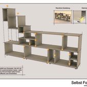 Regalsystem aus MDF mit Klammern